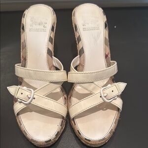Burberry Women's Cream Plaid Sandals